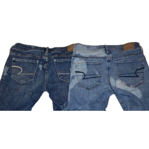 American Eagle Women's 0 Short Blue Jeans 25X26 Custom Bleached Lot Of Two - Picture 4 of 9